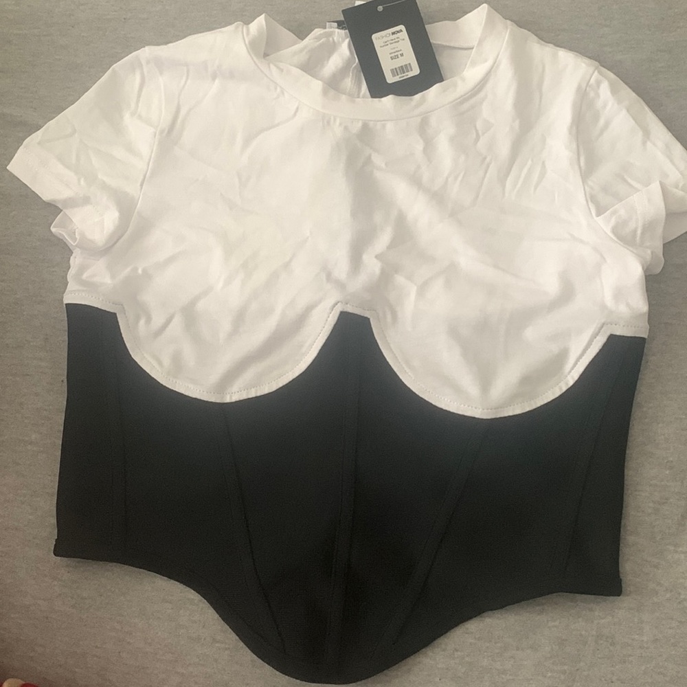 White tee-corset top